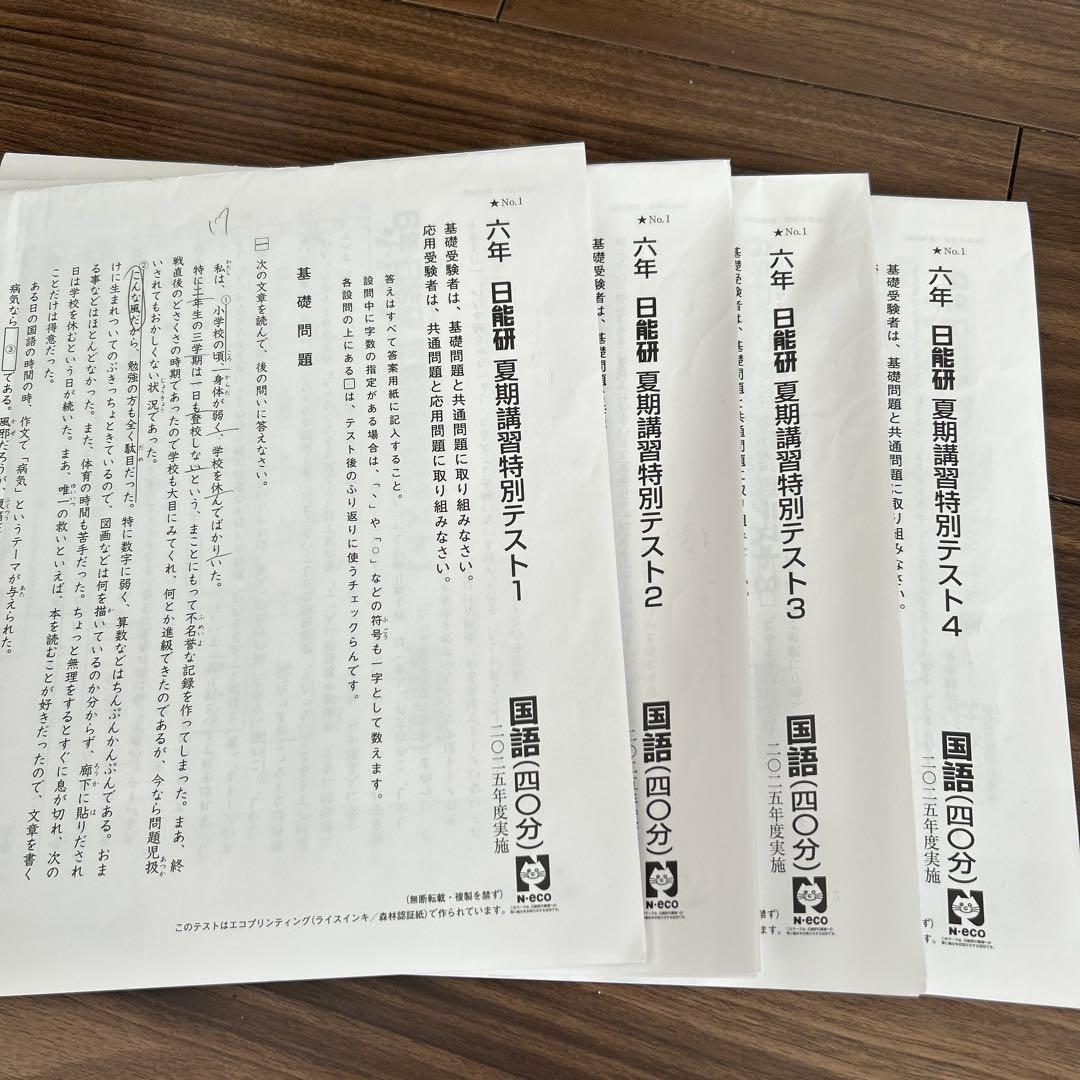 日能研6年　学習力育成テスト/公開模試/合格力育成テスト/合格力実践テスト