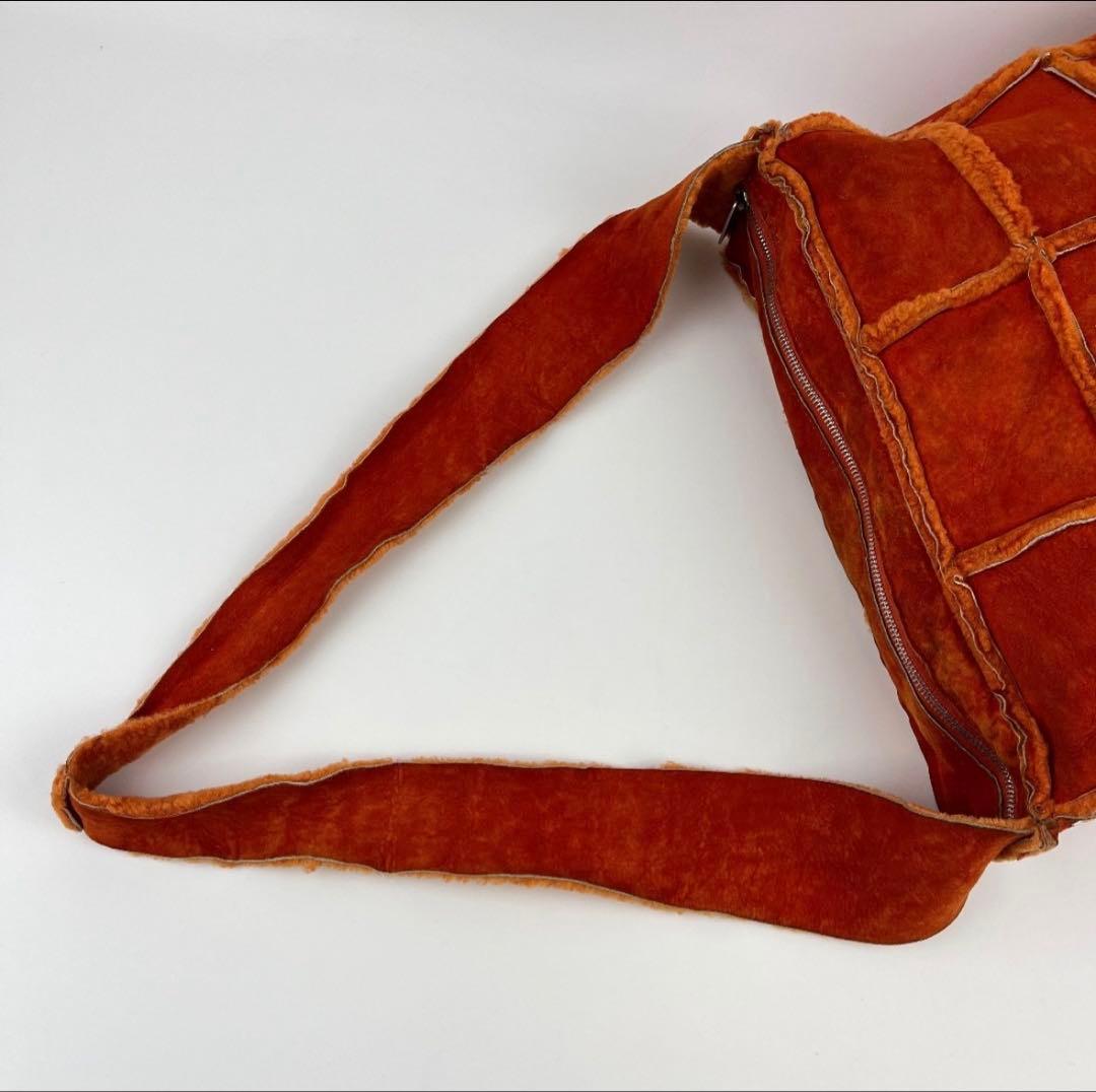 CHANEL オレンジ スエード ショルダーバッグム一トンバッグ美品チョコバ一