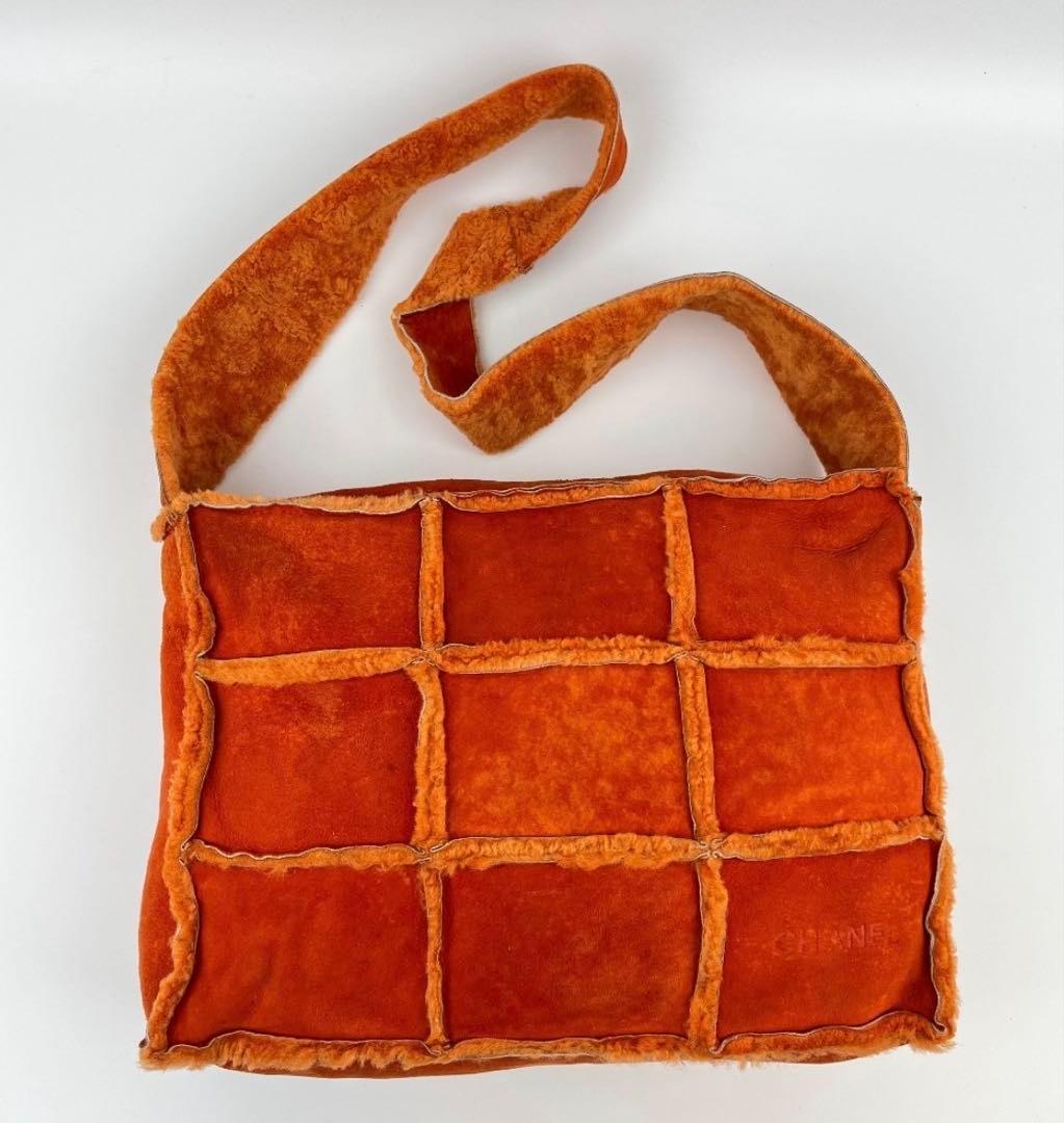 CHANEL オレンジ スエード ショルダーバッグム一トンバッグ美品チョコバ一
