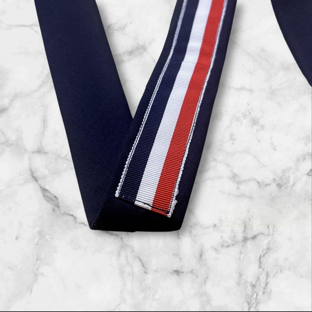 【未使用に近い】Thom Browne ネイビー ネクタイ　トリコロール　ウール