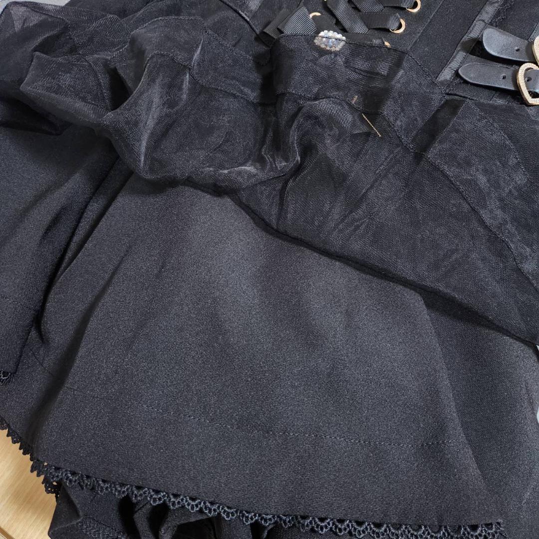 LIZLISA レースアップコルセットライクスカパン ブラック フリーサイズ