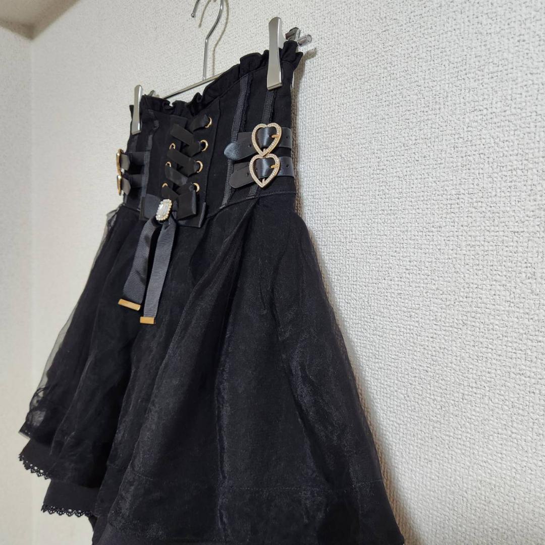 LIZLISA レースアップコルセットライクスカパン ブラック フリーサイズ