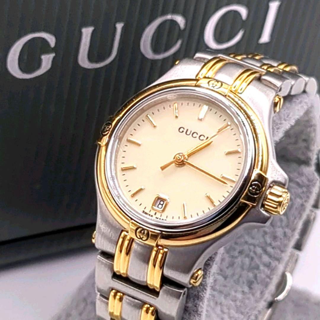極美品 電池交換済み✨GUCCI シルバー ゴールド 腕時計 9040L
