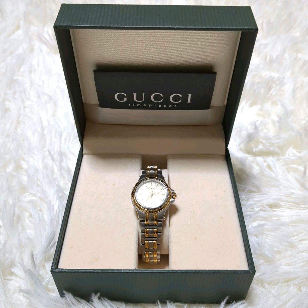 極美品 電池交換済み✨GUCCI シルバー ゴールド 腕時計 9040L