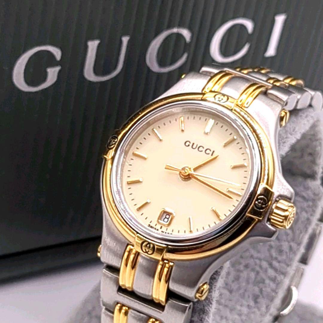 極美品 電池交換済み✨GUCCI シルバー ゴールド 腕時計 9040L
