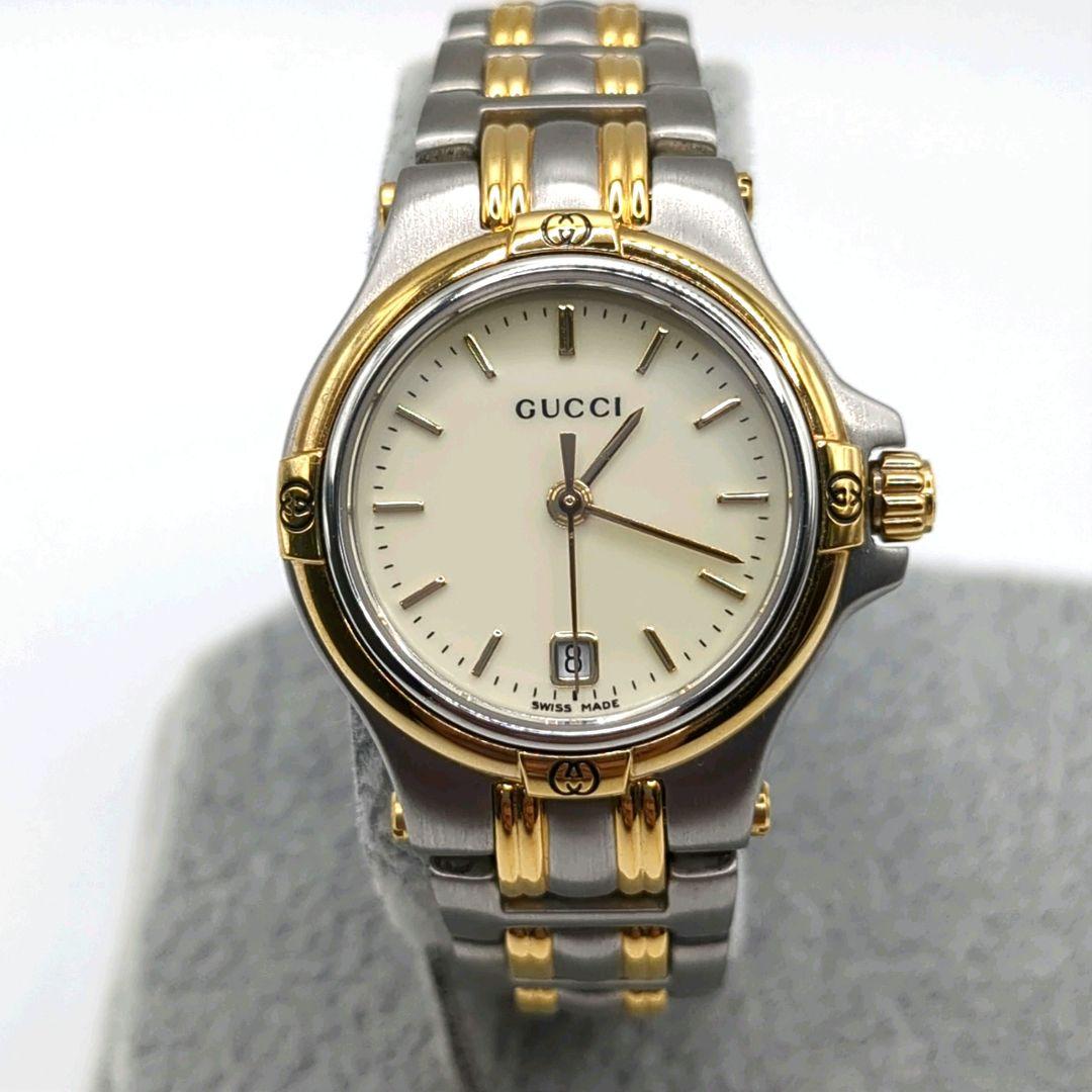 極美品 電池交換済み✨GUCCI シルバー ゴールド 腕時計 9040L