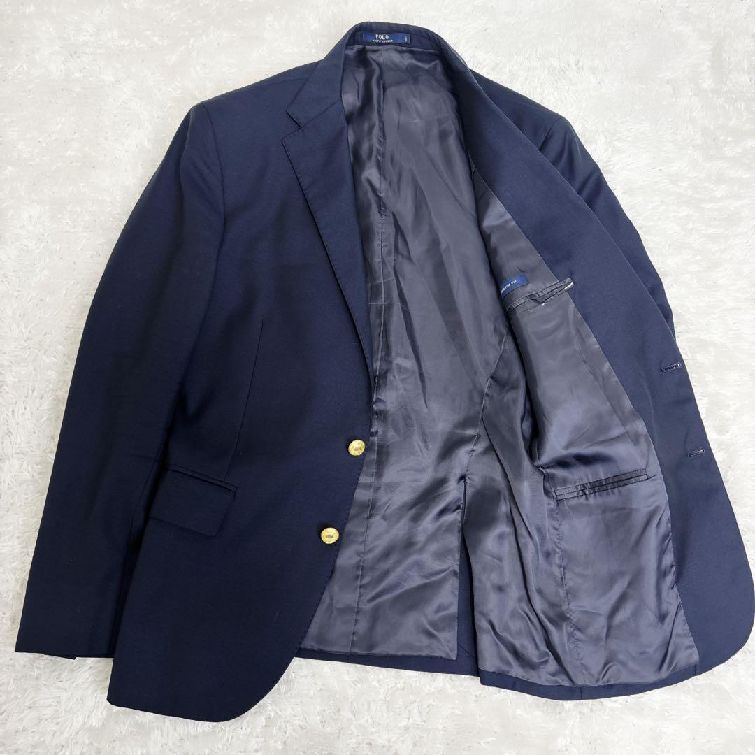 ポロラルフローレン ウールツイルブレザー 38S 紺ブレ 金ボタン 紺ブレ