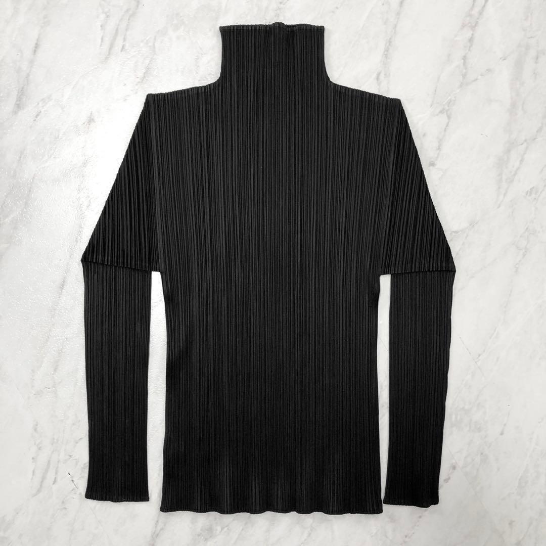 ✨極美品✨プリーツプリーズ 長袖カットソー ハイネック XLサイズ ブラック