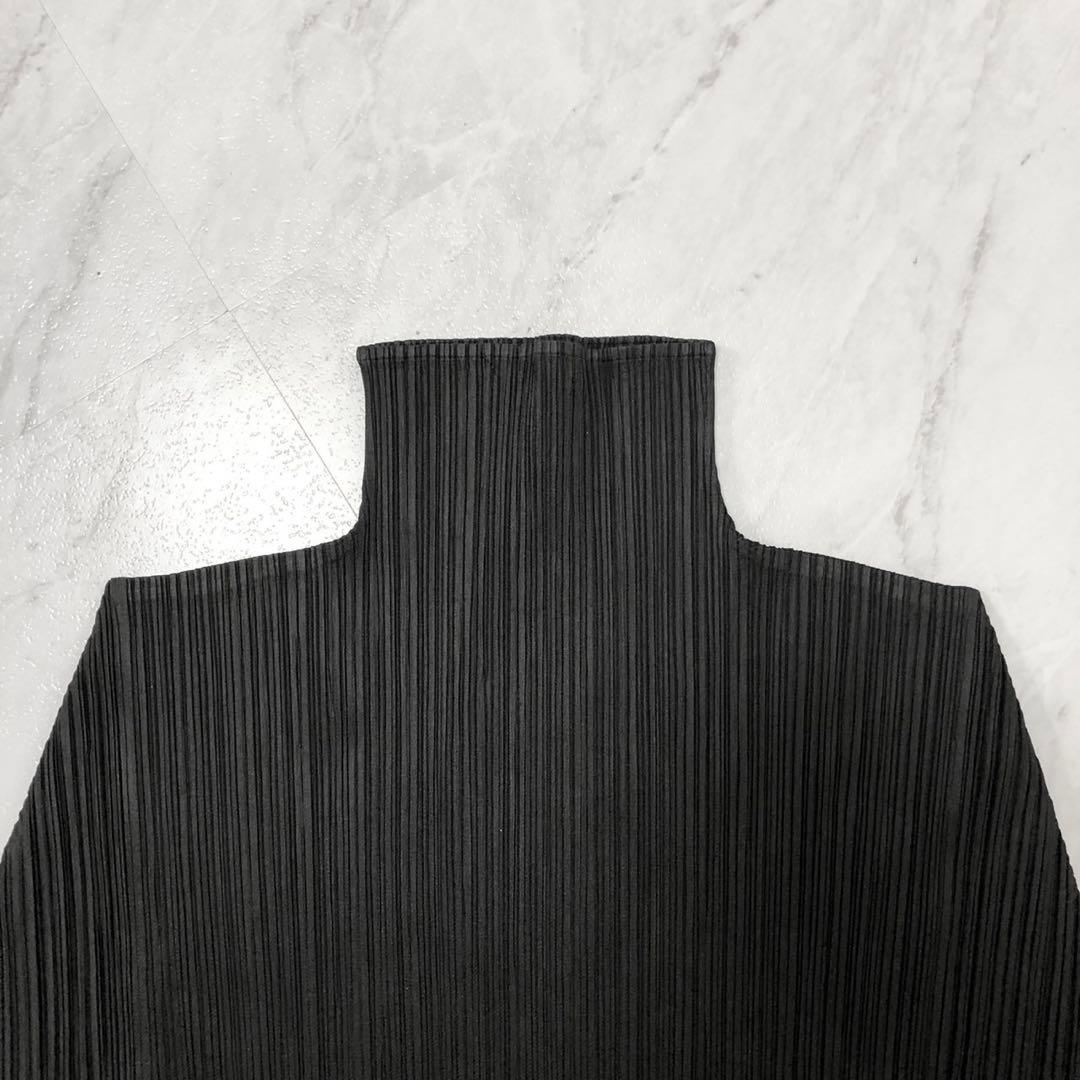 ✨極美品✨プリーツプリーズ 長袖カットソー ハイネック XLサイズ ブラック