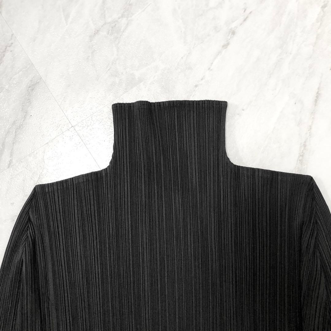✨極美品✨プリーツプリーズ 長袖カットソー ハイネック XLサイズ ブラック
