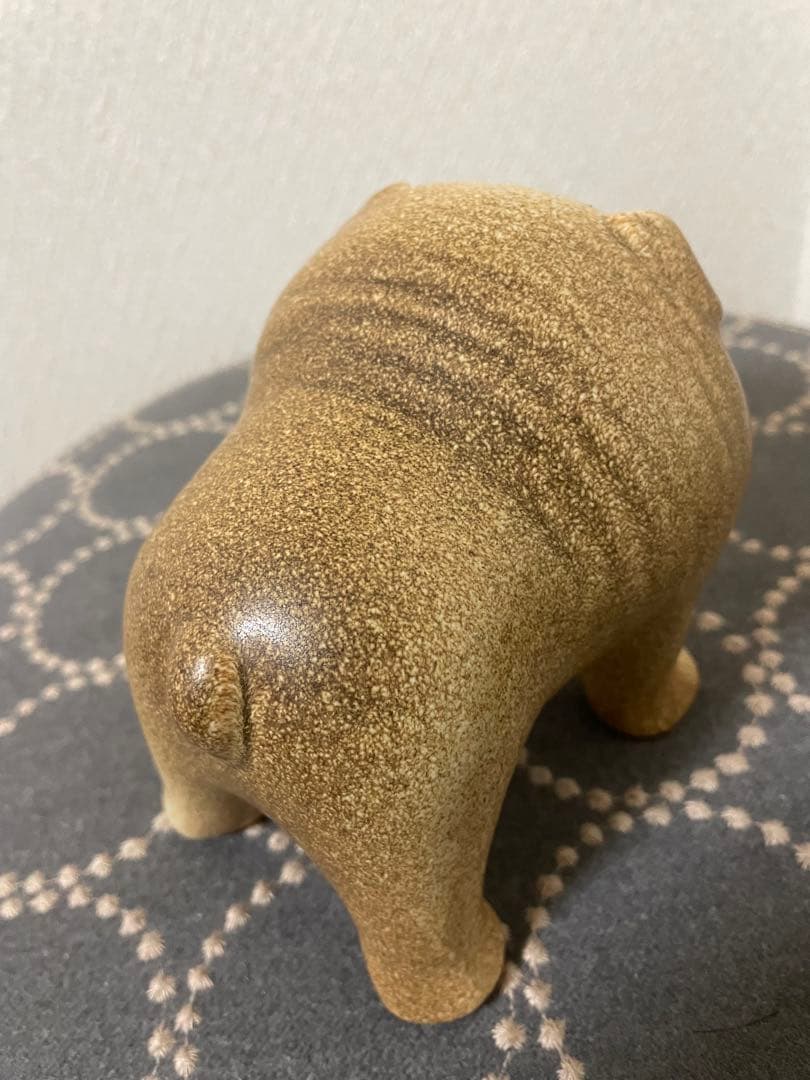 リサラーソン 置物 ケンネル ブルドッグ（中）グレー &ベージュ　2点セット　犬