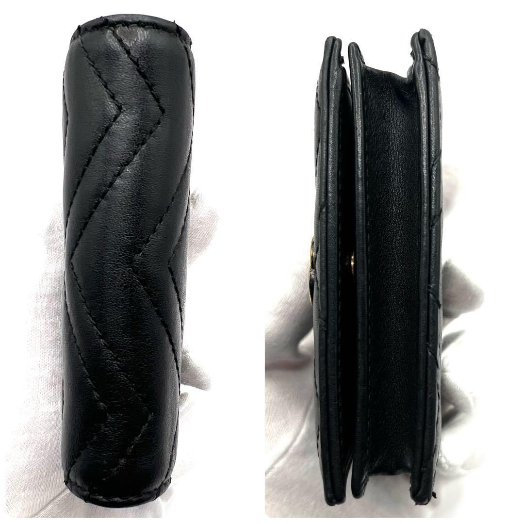極美品✨GUCCI 二つ折り財布 ggマーモント キルティング ブラック