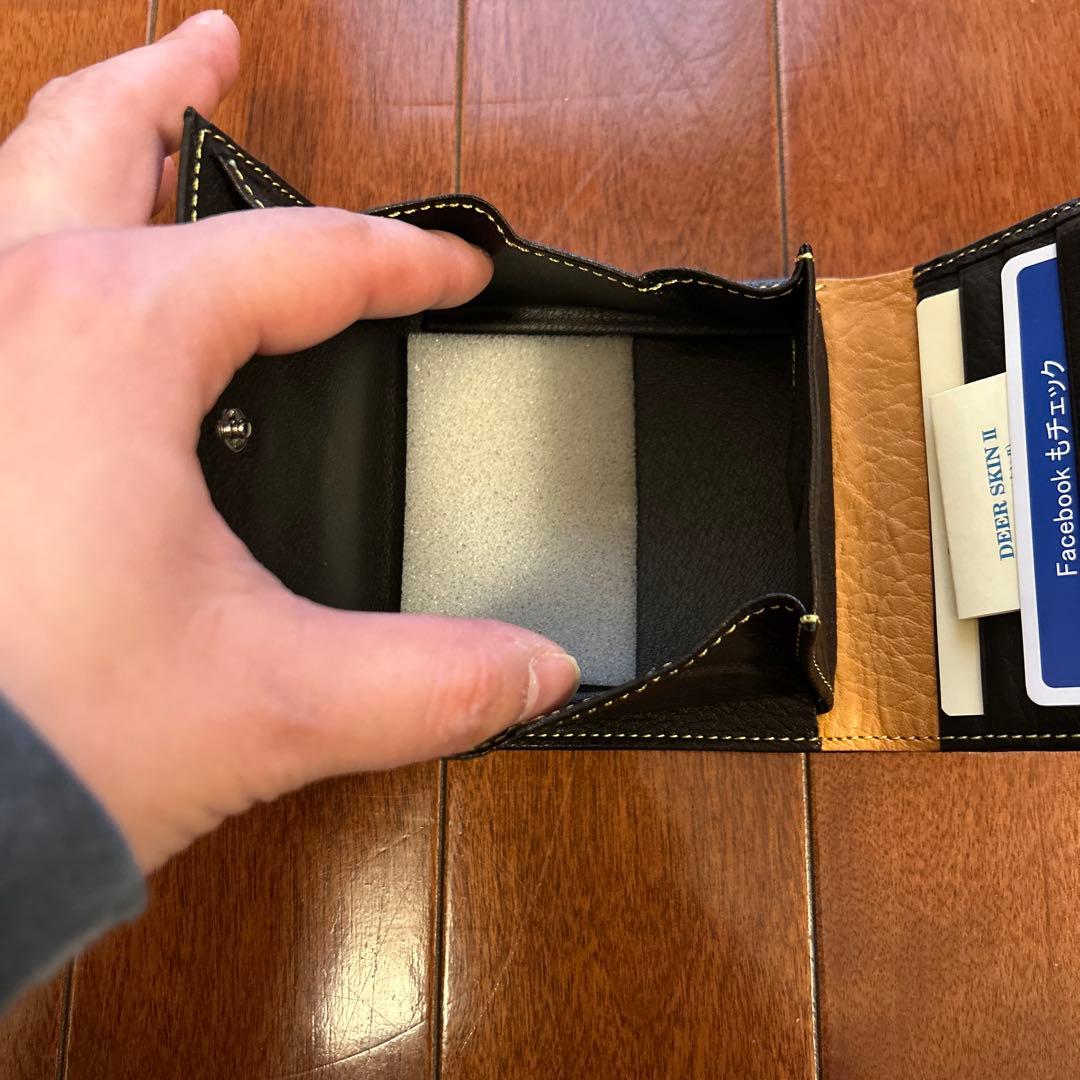 キプリス 鹿革 DEER SKIN 二つ折り財布 黒　日本製　新品未使用