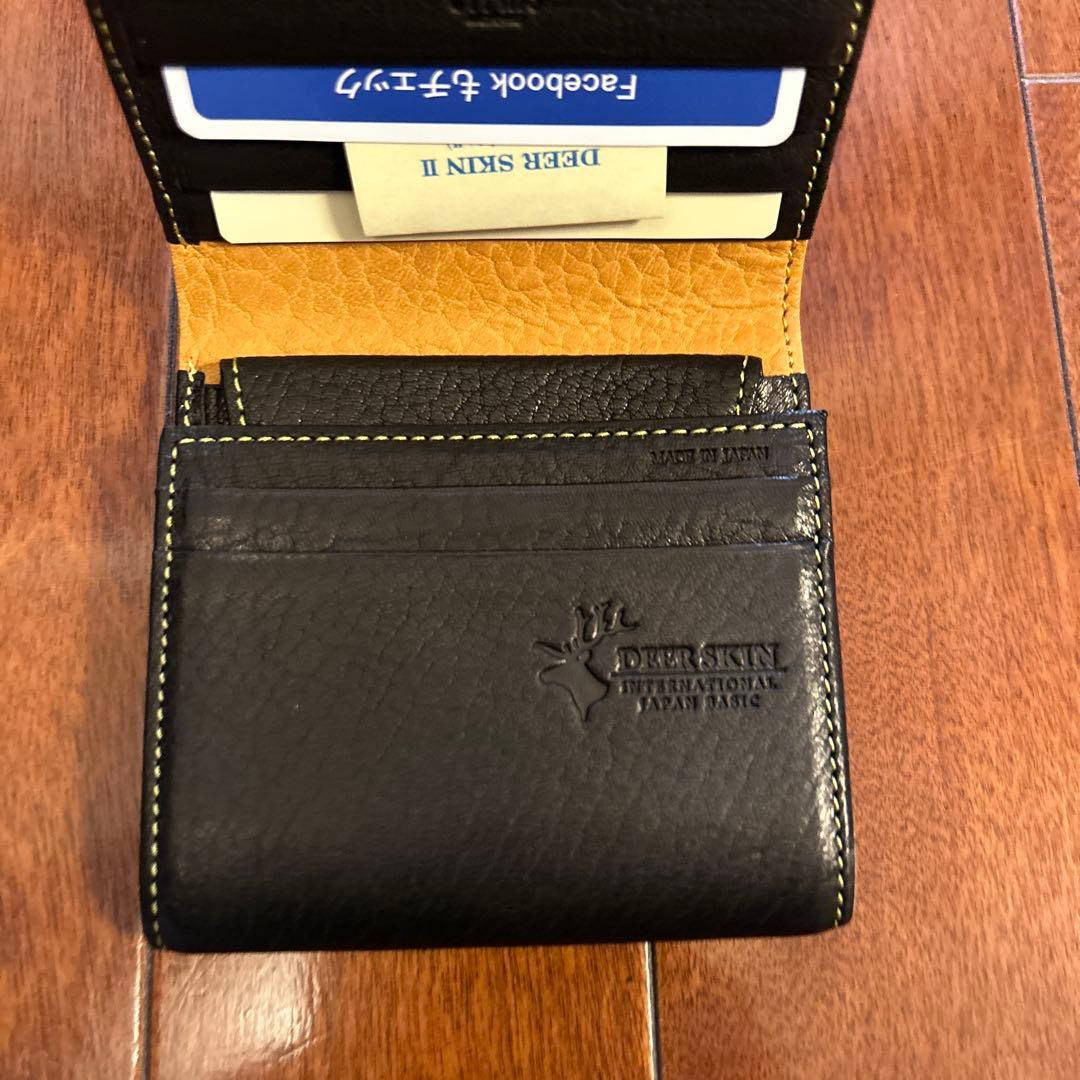 キプリス 鹿革 DEER SKIN 二つ折り財布 黒　日本製　新品未使用