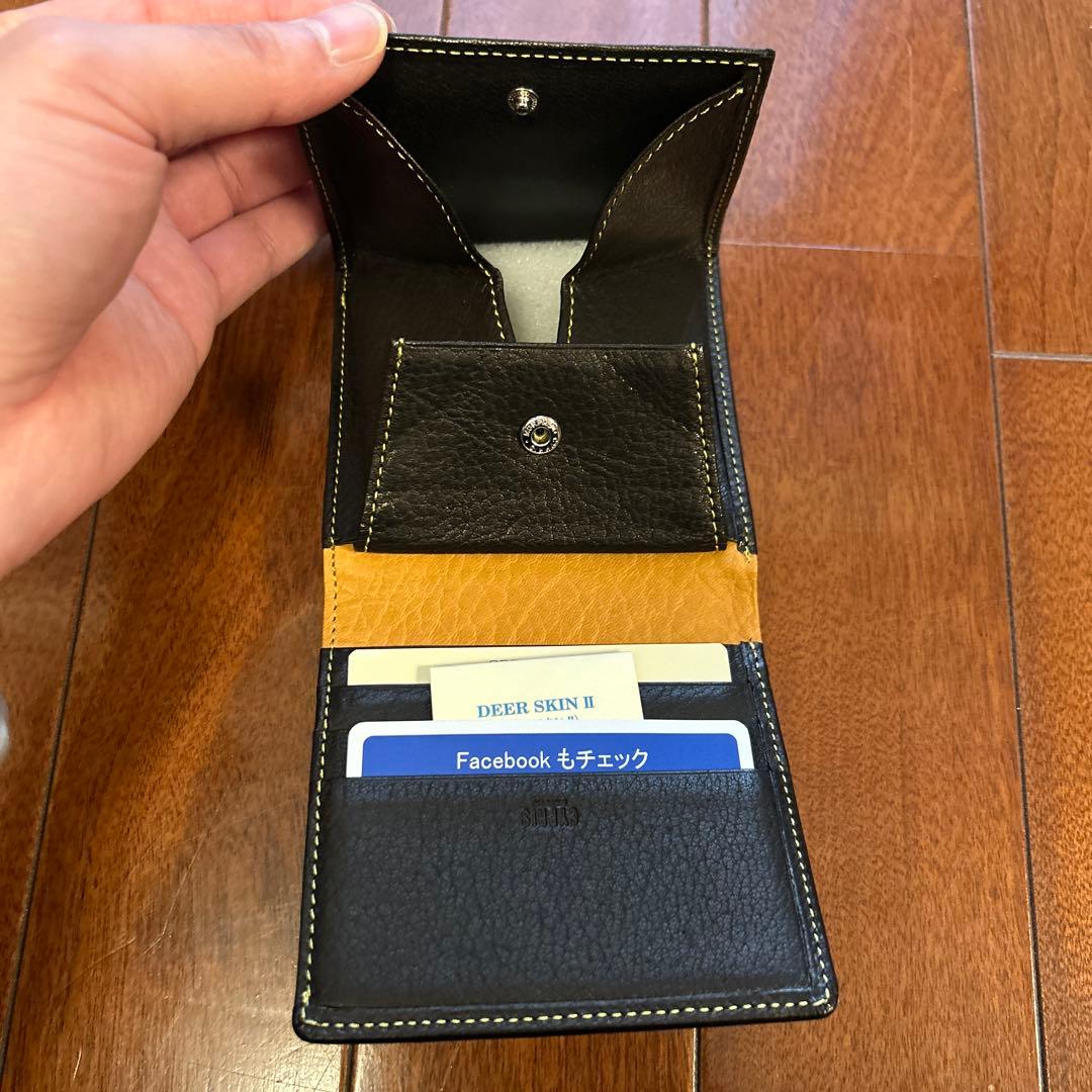 キプリス 鹿革 DEER SKIN 二つ折り財布 黒　日本製　新品未使用