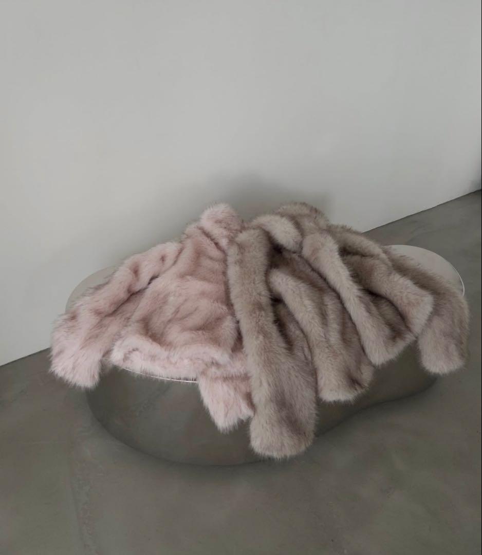 haek color fur coat beige ファーコート