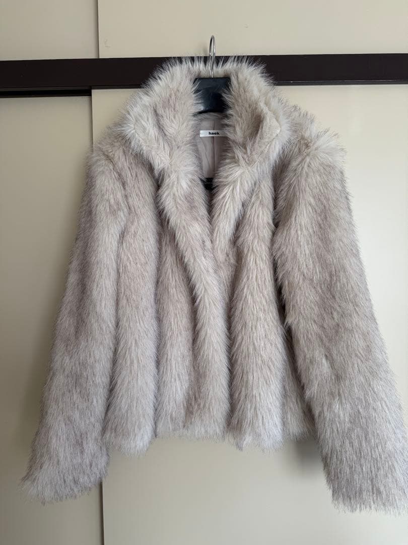 haek color fur coat beige ファーコート