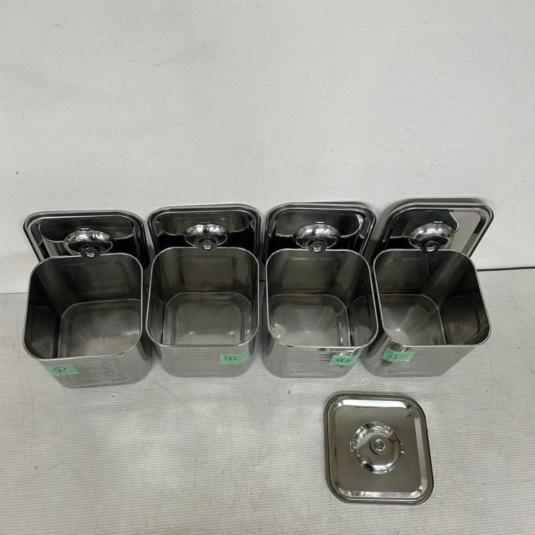 ユキワ 深型キッチンポット ③ ４個セット 蓋あり SIZE18 N0611