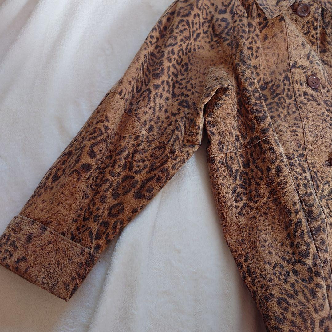 海外ビンテージ ヒョウ柄 本革レザーコート カナダ製 大きいサイズ レオパード