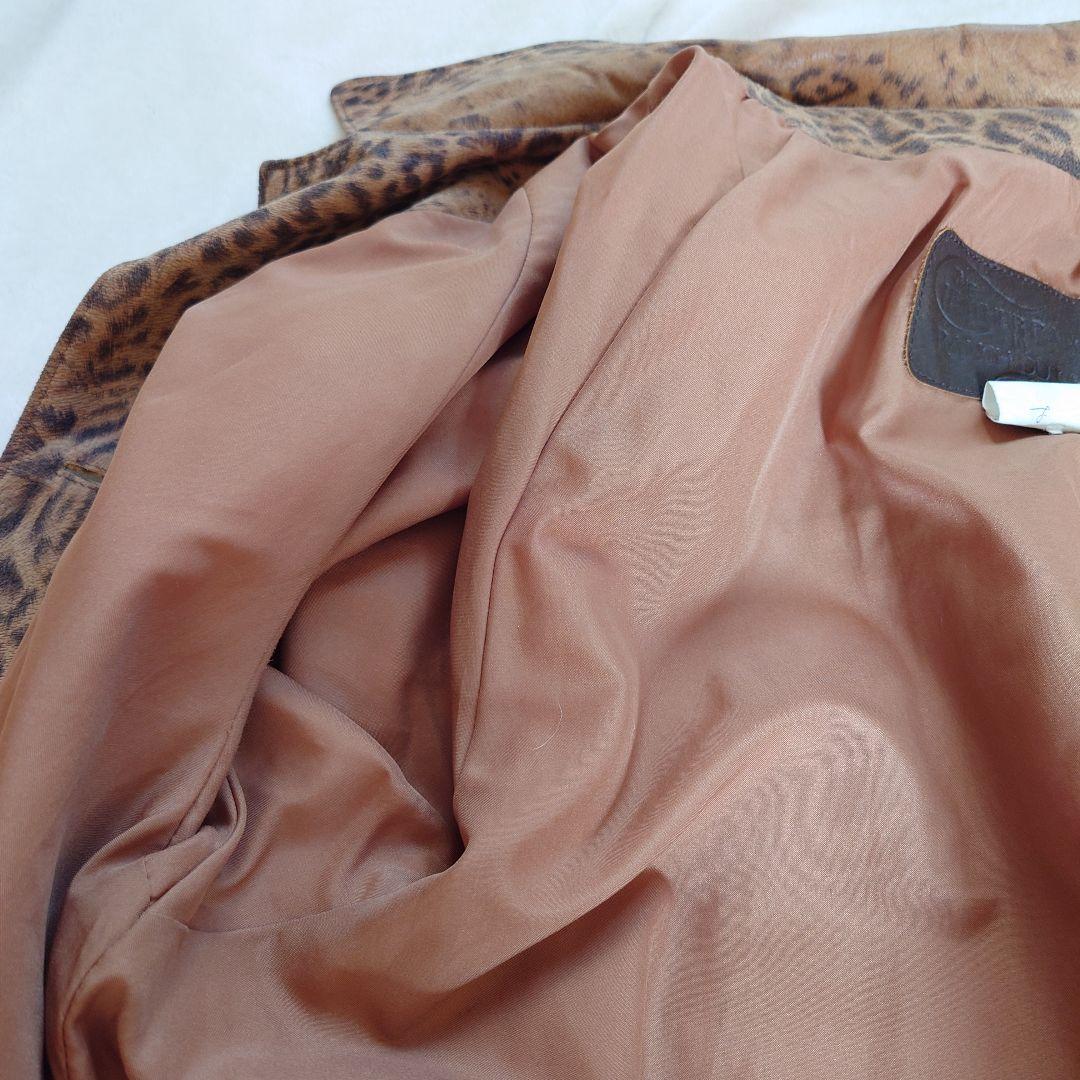 海外ビンテージ ヒョウ柄 本革レザーコート カナダ製 大きいサイズ レオパード