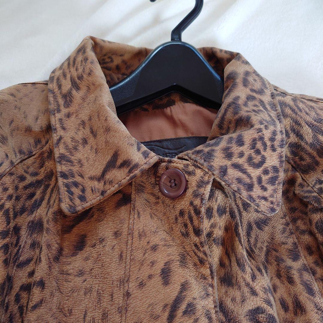 海外ビンテージ ヒョウ柄 本革レザーコート カナダ製 大きいサイズ レオパード