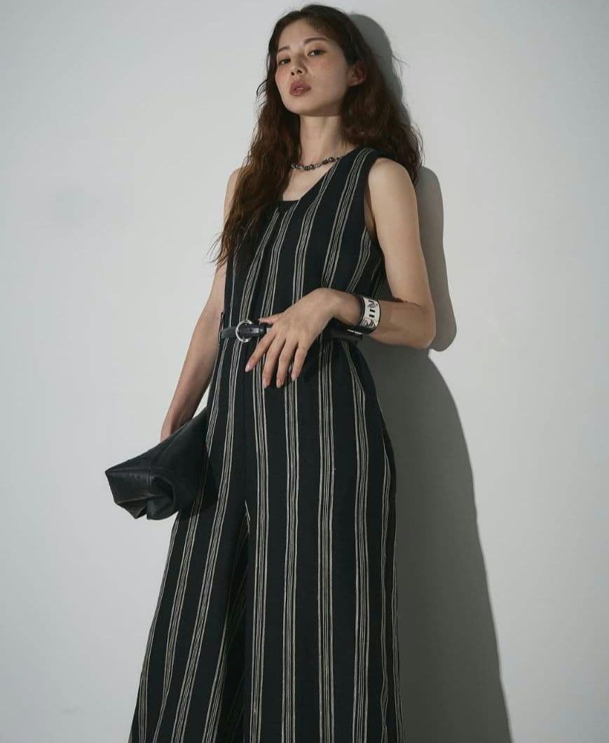 andrea&co. マルチストライプノースリオールインワン ベルトセット 新品