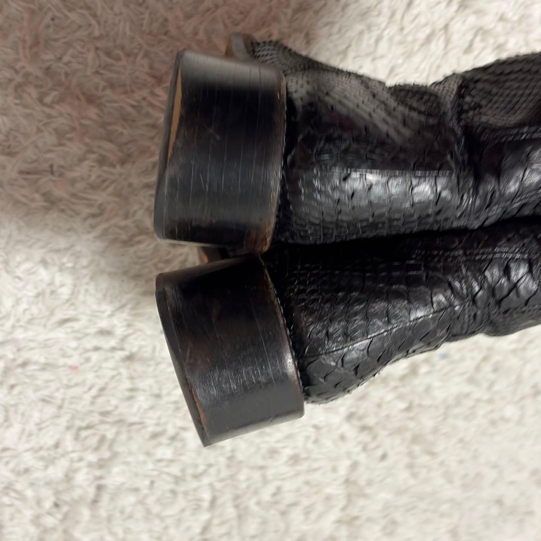 00’s leather boots Python ギャル男 27.0 黒　蛇革
