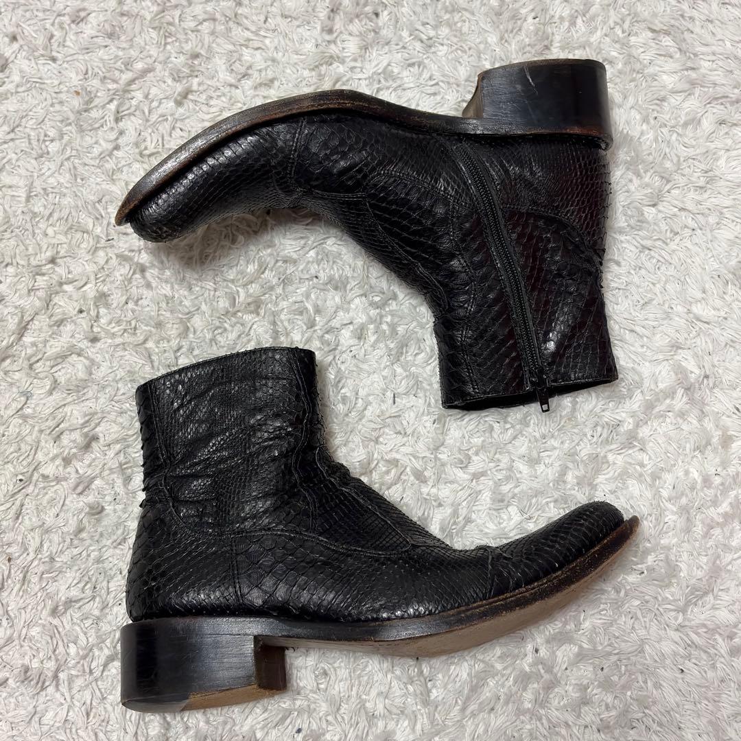00’s leather boots Python ギャル男 27.0 黒　蛇革