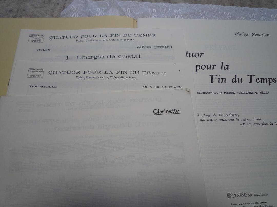 世の終わりのための四重奏曲　楽譜