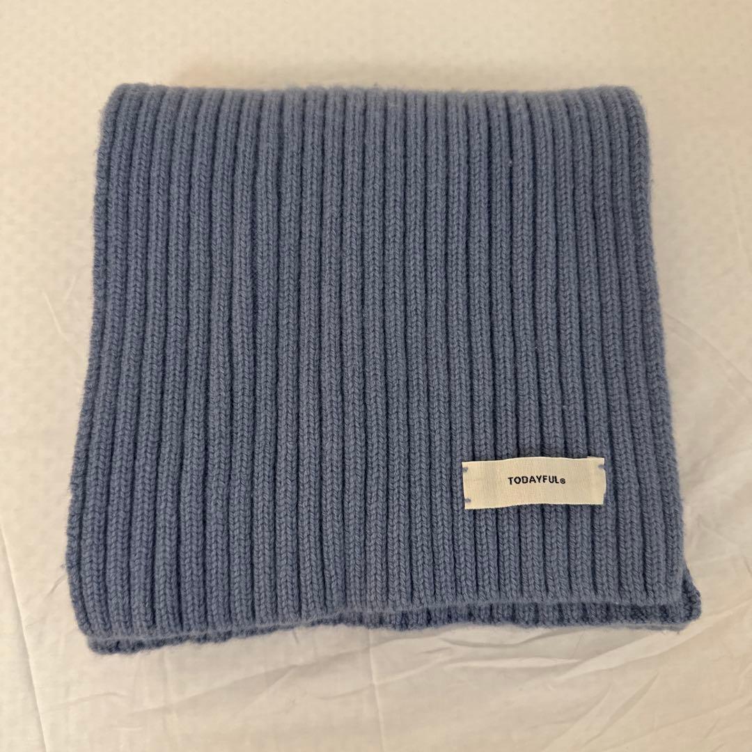TODAYFUL Rib Knit Mufflerアイスブルー