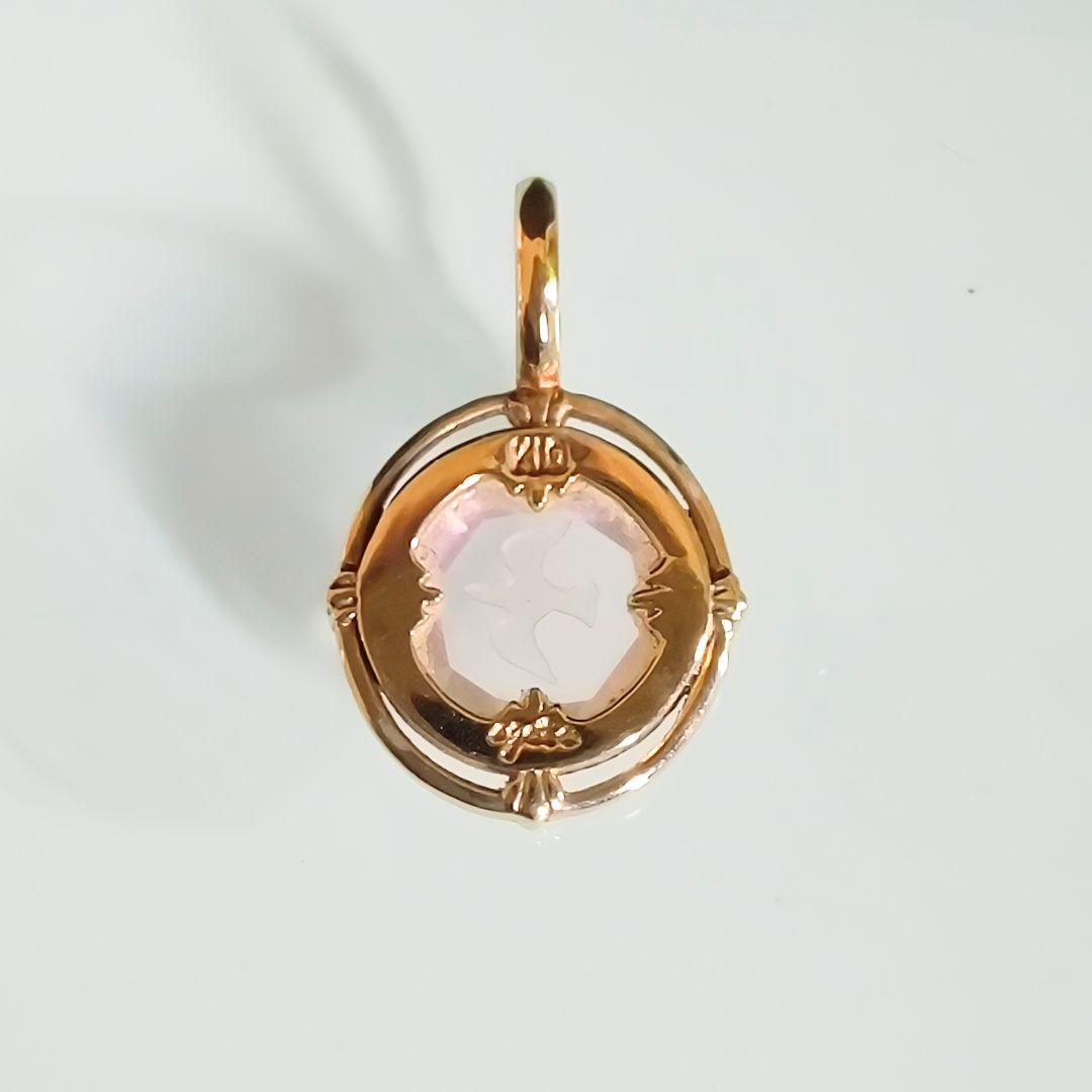 ②　チャーム　agete　K10 ゴールド　限定　ローズクォーツ　鳥　ネックレス