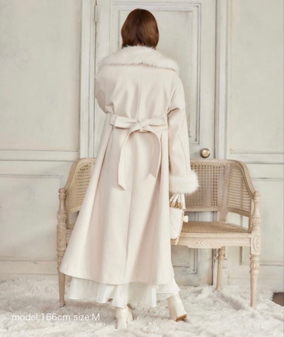 新品未使用 NICE CLAUP フェイクファー付きロングコート ナイスクラップ