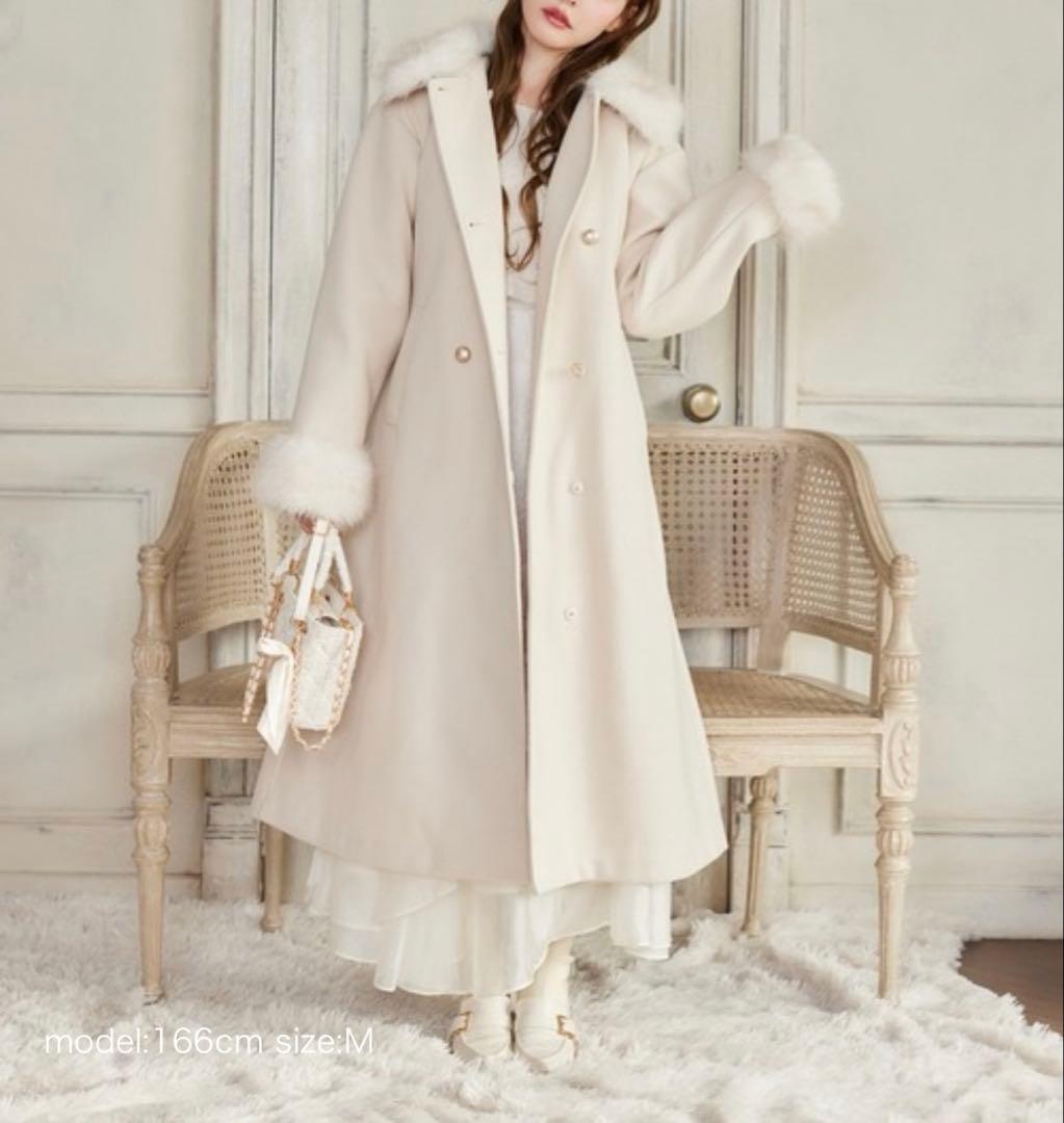 新品未使用 NICE CLAUP フェイクファー付きロングコート ナイスクラップ