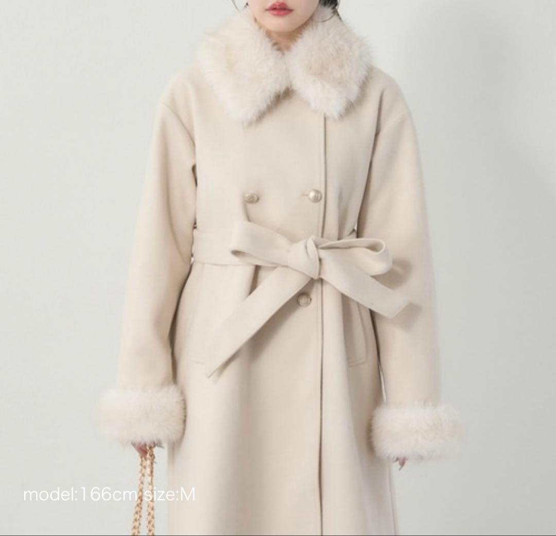 新品未使用 NICE CLAUP フェイクファー付きロングコート ナイスクラップ