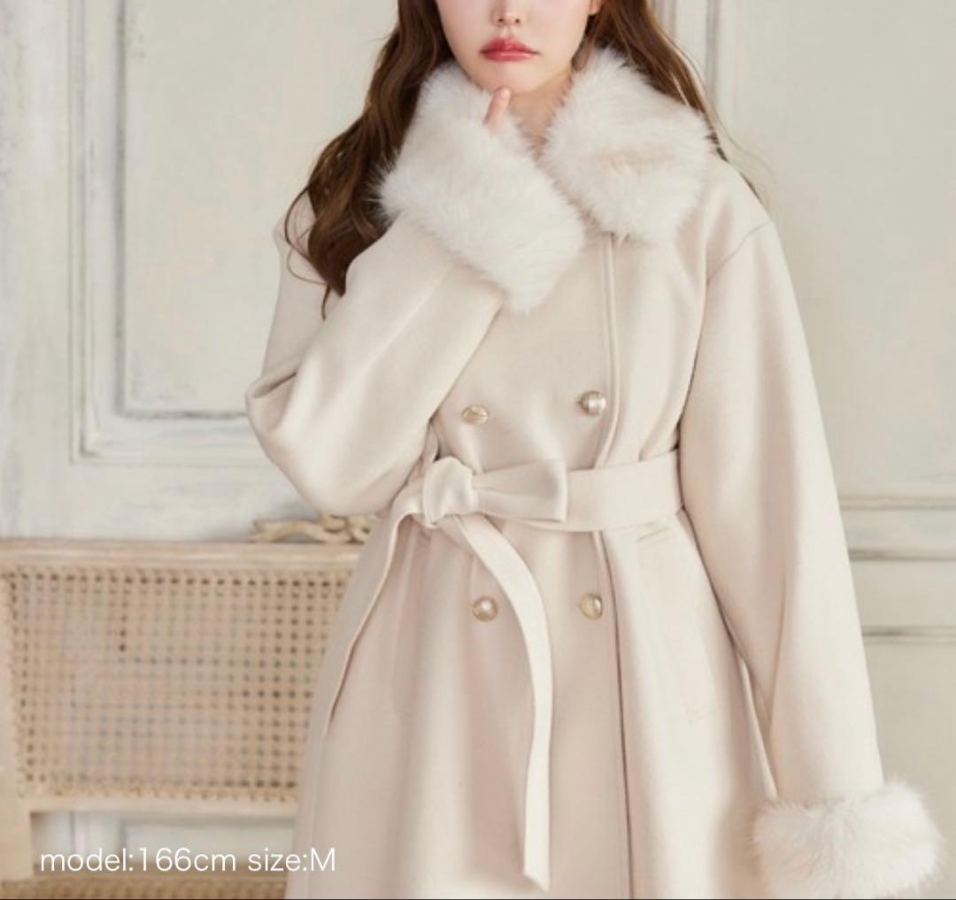 新品未使用 NICE CLAUP フェイクファー付きロングコート ナイスクラップ