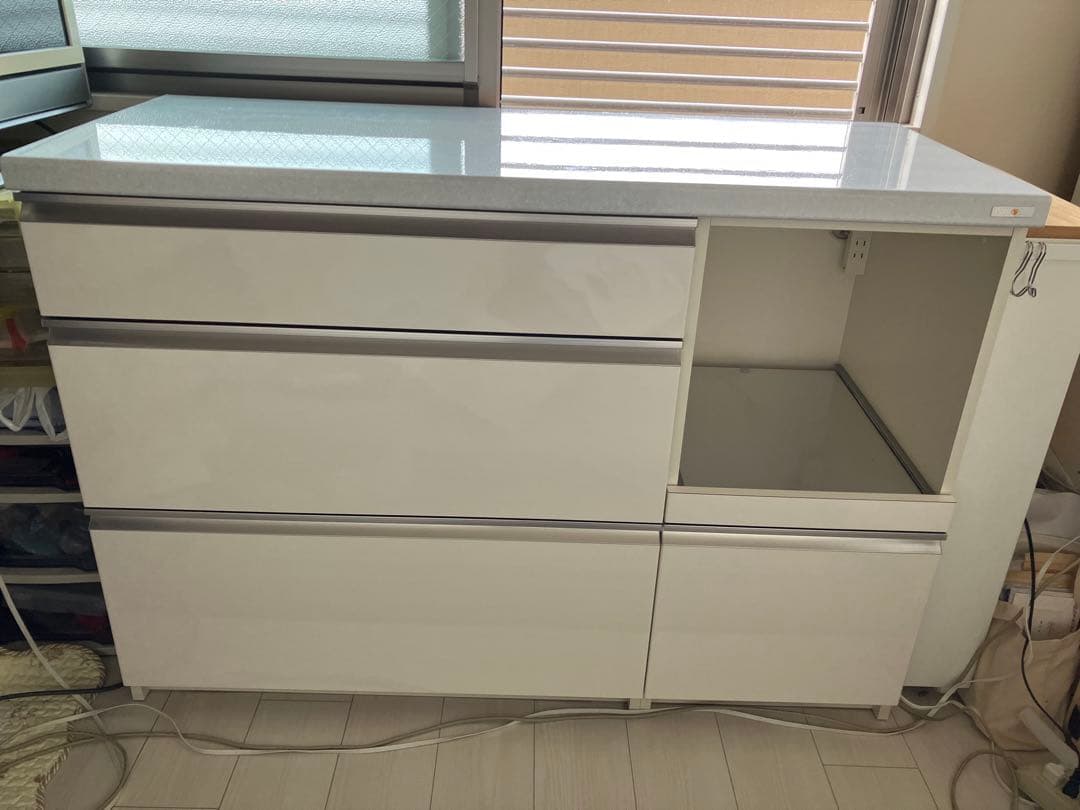 《送料込み》Pamouna パモウナ 120ホワイト食器棚 引き出し付き