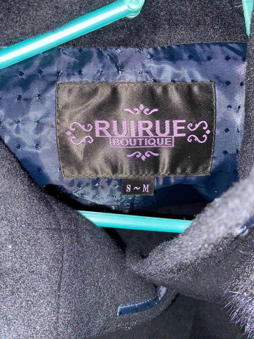 ３日間限定週末値下げ　ファー付きネイビーコート　ポンチョ型　未使用に近い