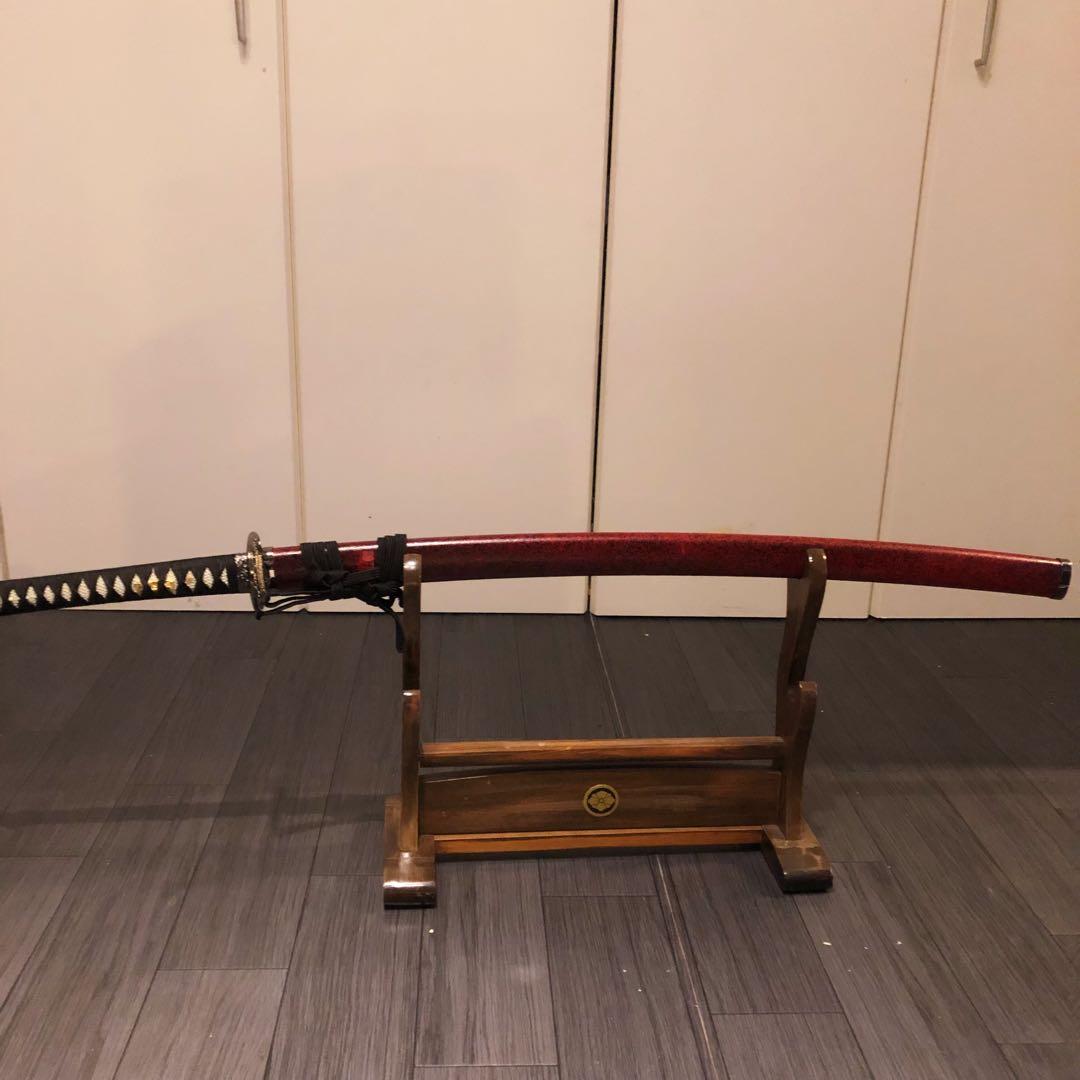 高級模造刀　陸奥守吉行　坂本龍馬拵え　居合刀　優乱刃紋　朱拵え　合金刀身