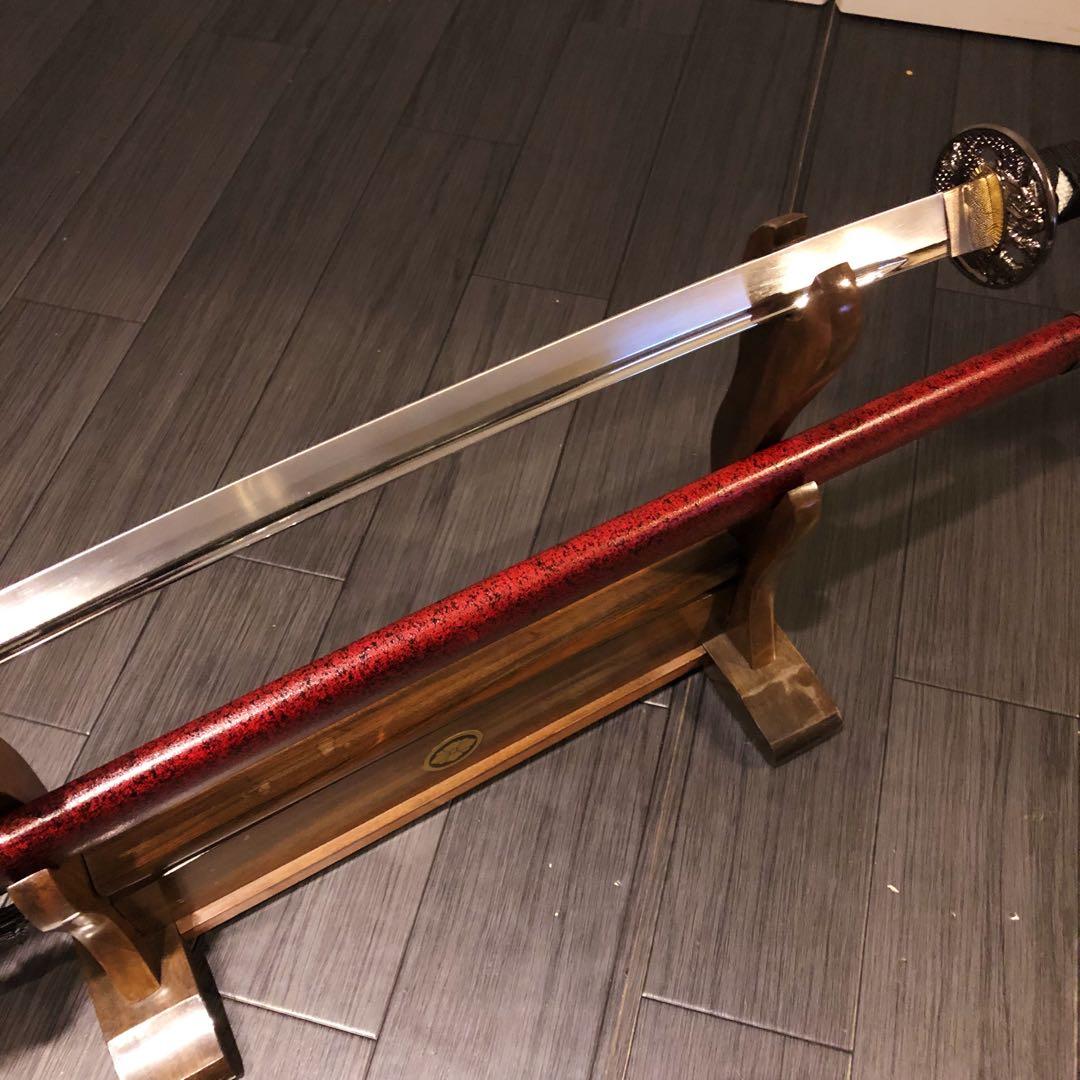 高級模造刀　陸奥守吉行　坂本龍馬拵え　居合刀　優乱刃紋　朱拵え　合金刀身