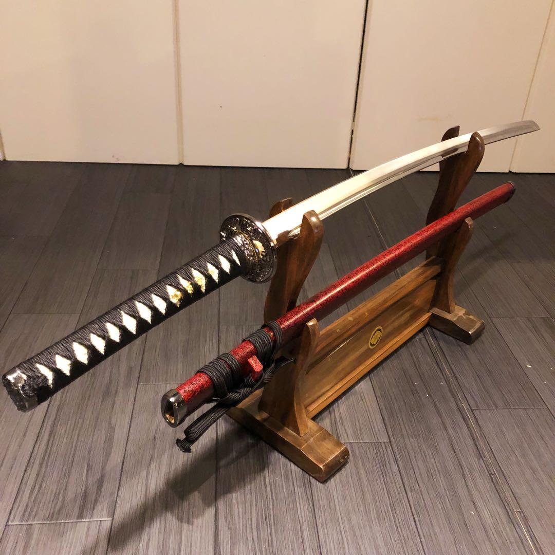 高級模造刀　陸奥守吉行　坂本龍馬拵え　居合刀　優乱刃紋　朱拵え　合金刀身