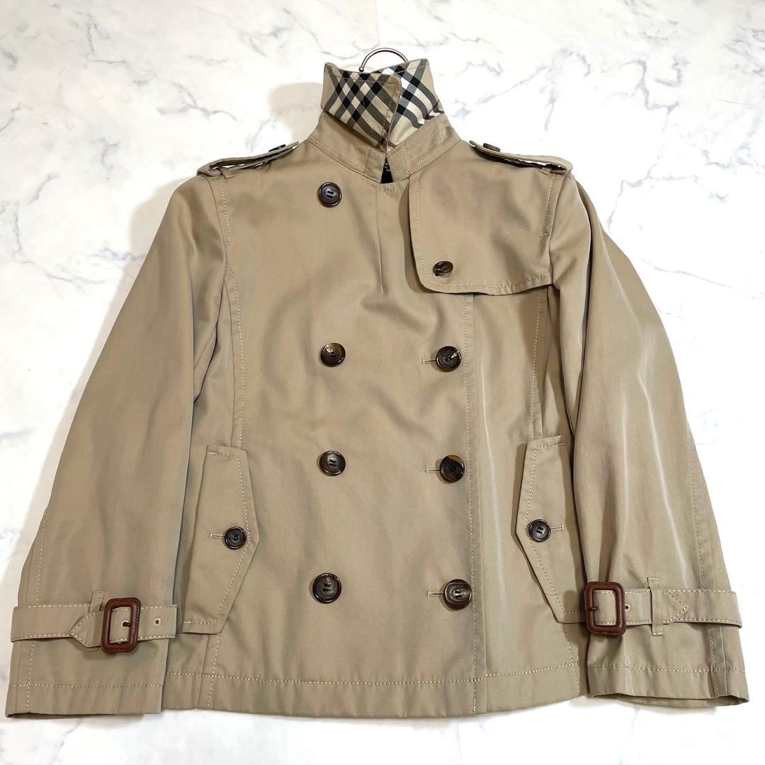美品 バーバリー 三陽商会 ショートトレンチ ベージュ ジャケット ノバチェック