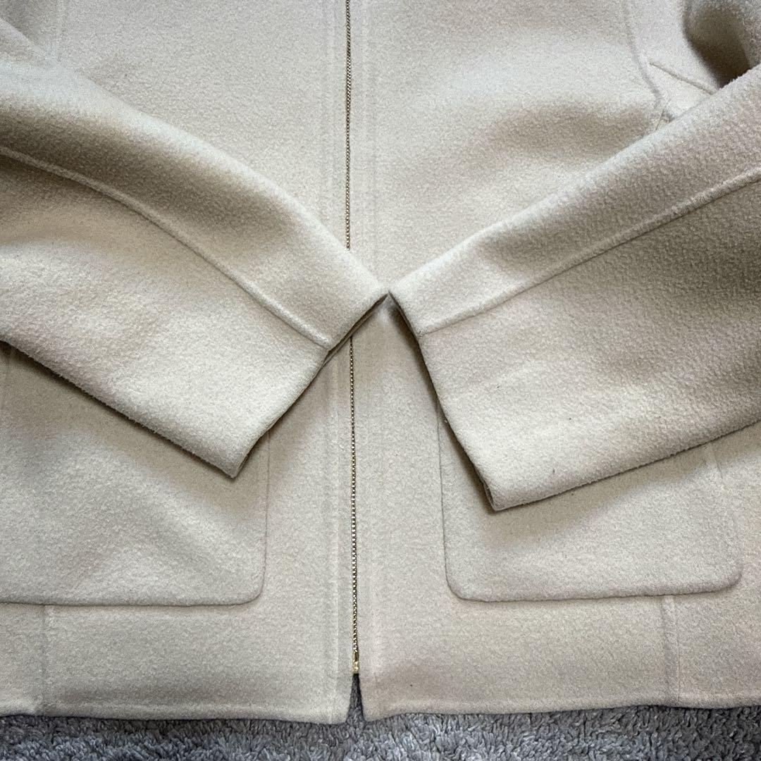 23区　ノーカラージャケット　ホワイト　ウール　ショート　S