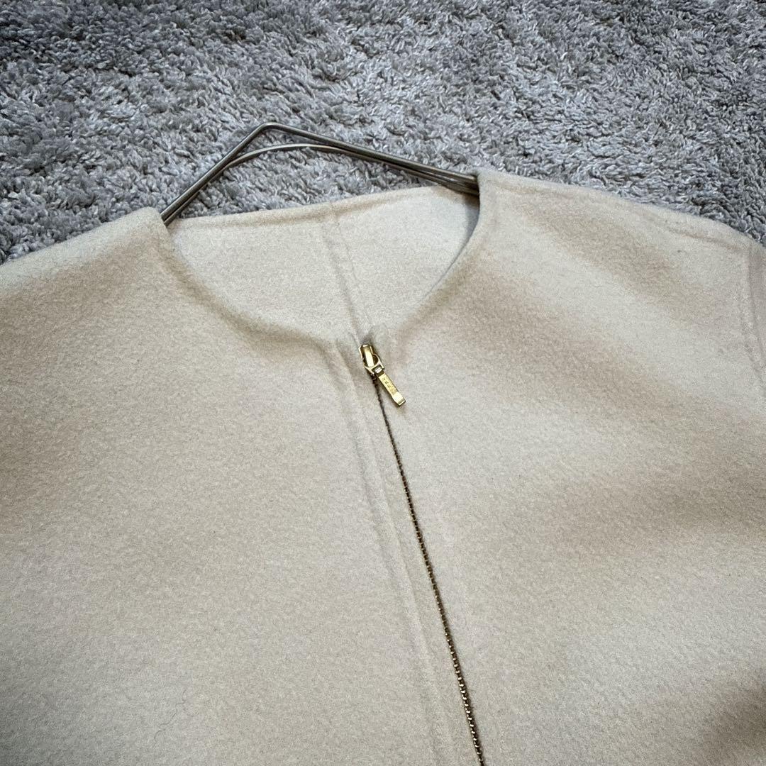 23区　ノーカラージャケット　ホワイト　ウール　ショート　S