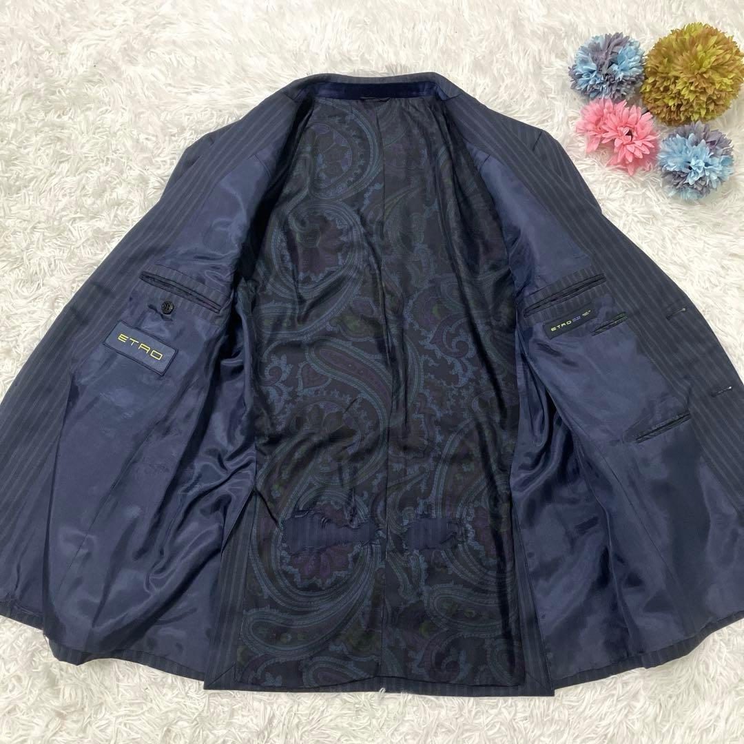 【訳あり・衝撃価格✨】エトロ　セットアップ　3ピース　ストライプ　シルク混　52