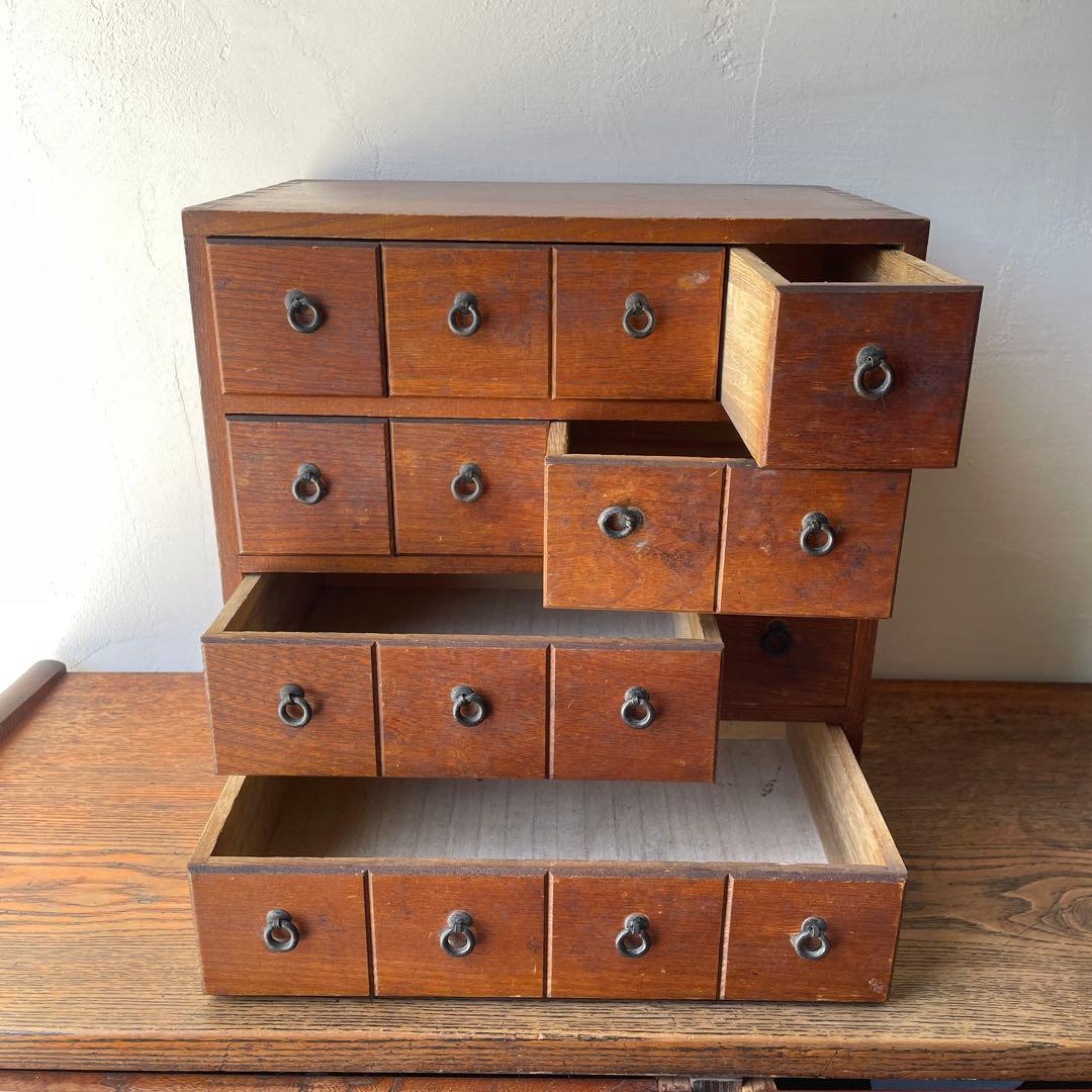 木製　引き出し　薬棚　薬箪笥　アンティーク風　レトロ