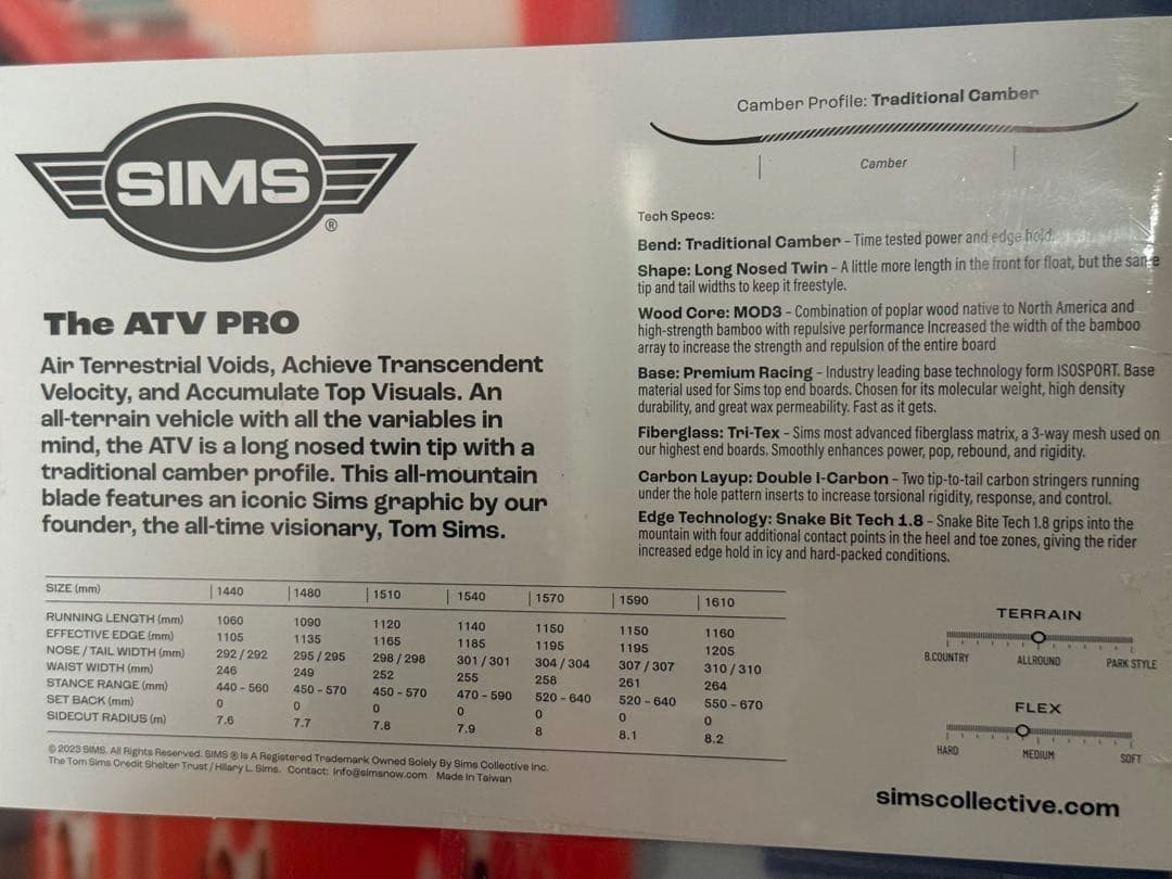 23-24 SIMS シムス ATV PRO スノーボード 板 ボード 148