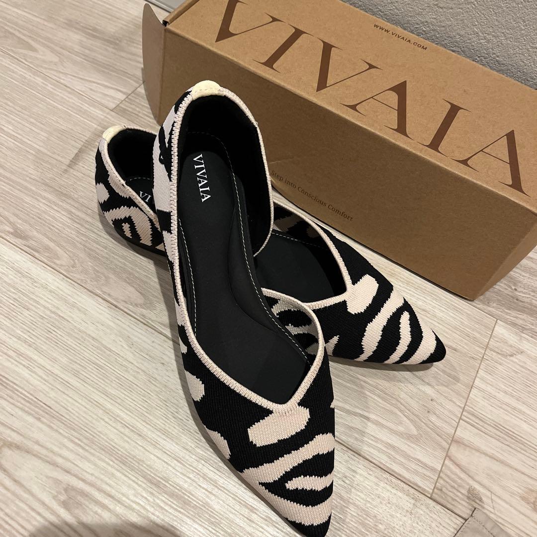 VIVAIAゼブラ柄 ポインテッドトゥシューズ 37.5