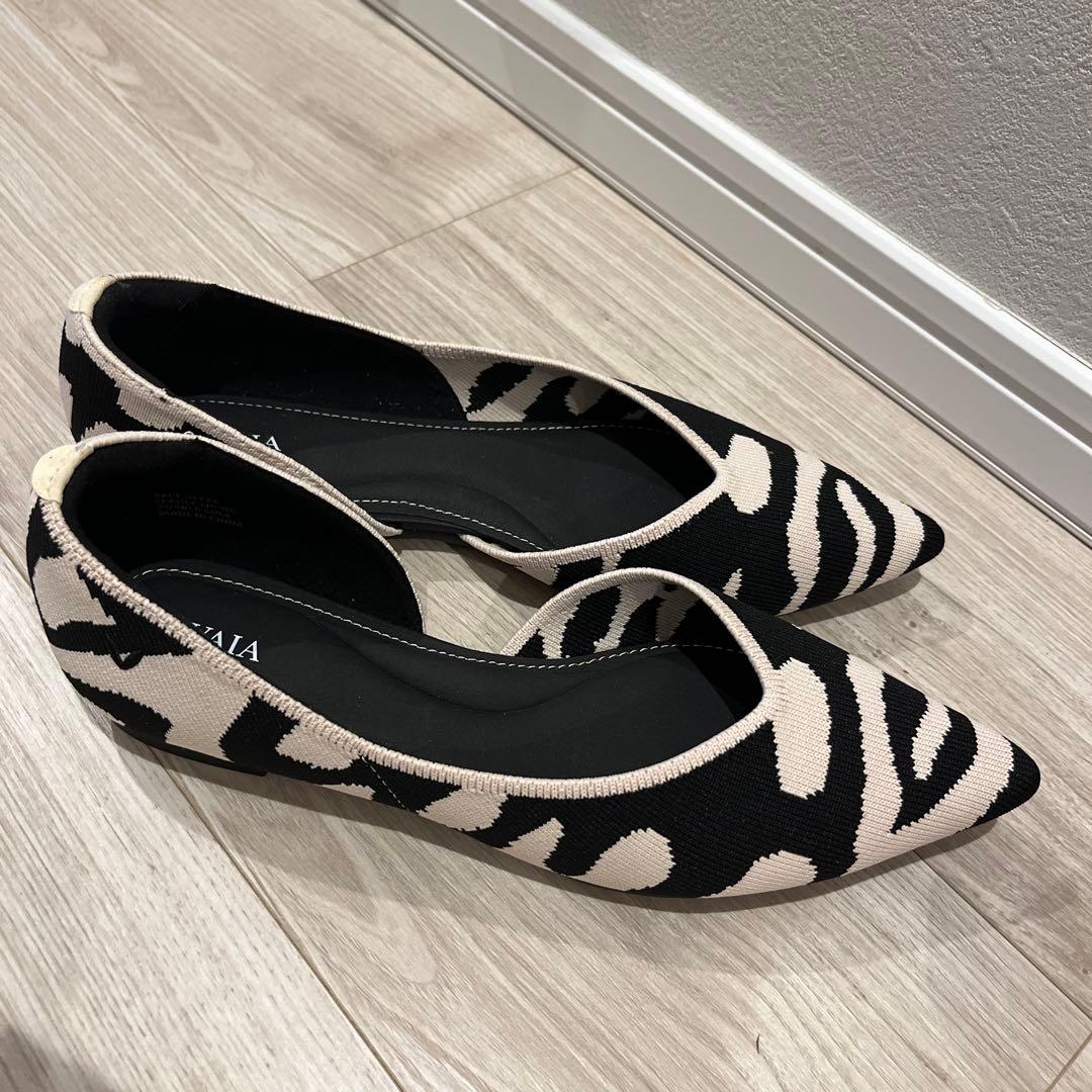 VIVAIAゼブラ柄 ポインテッドトゥシューズ 37.5