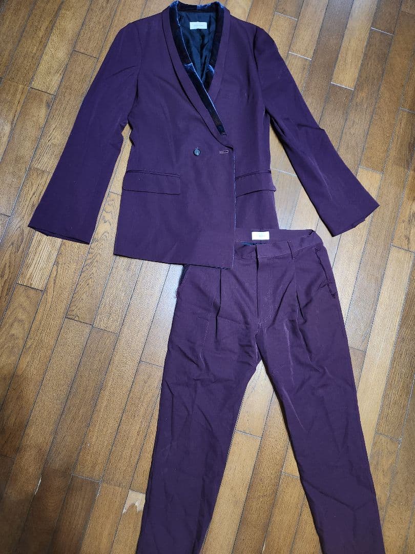 BED j.w.FORD バーガンディ ダブルブレストスーツ　サイズ0