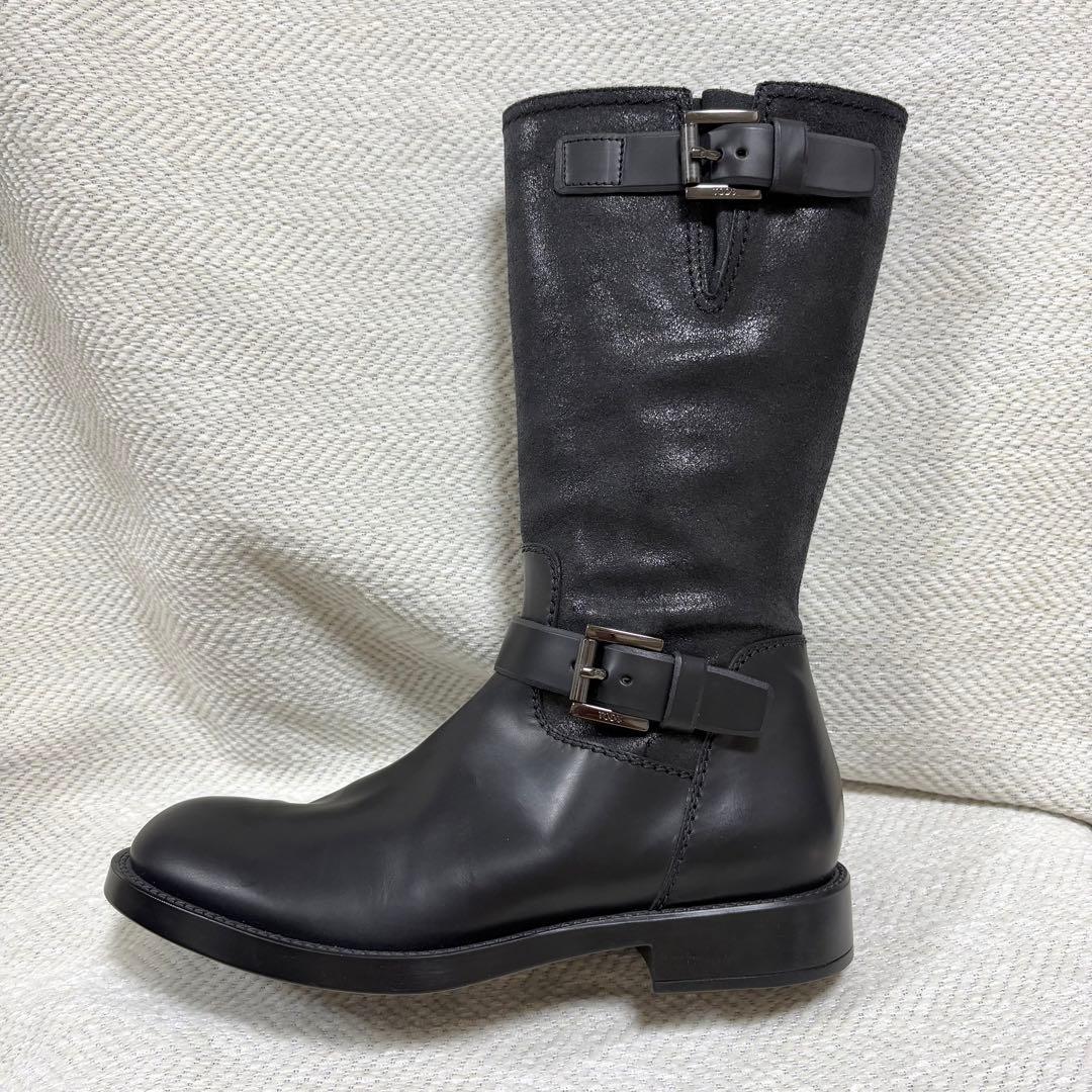 未使用級 TOD'S トッズ 本革 エンジニアブーツ ブラック